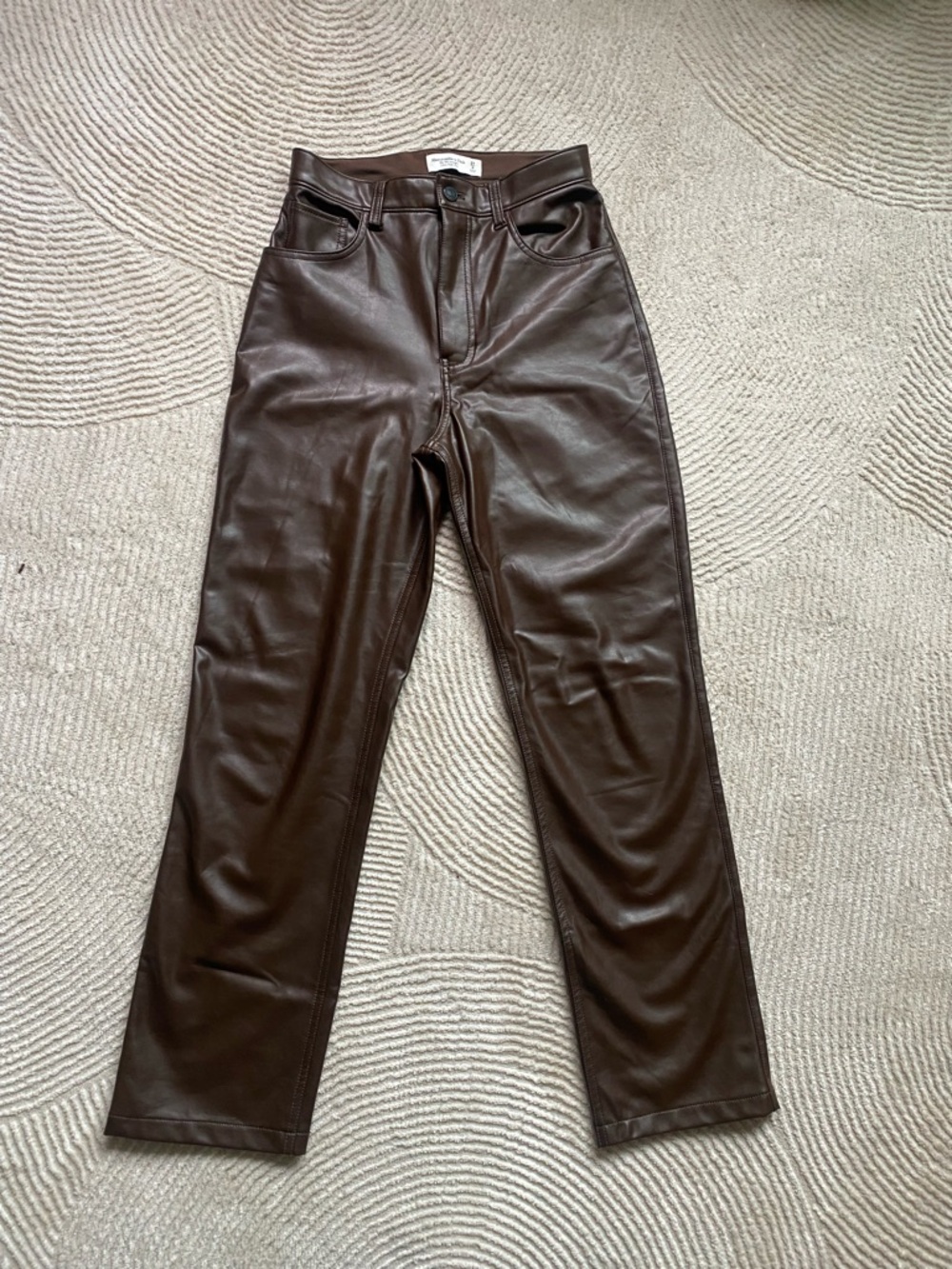 Abercrombie & Fitch Ultra High Rise Faux Leather Pants - Brown